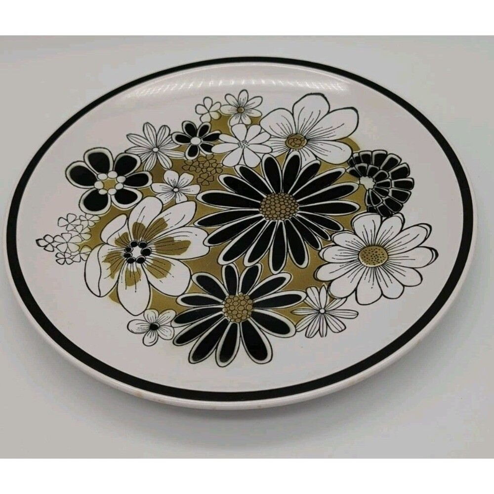 Vintage MIKASA Leilani Floral Cera-Stone Dinner Chop Platter Plate 12" JAPAN
